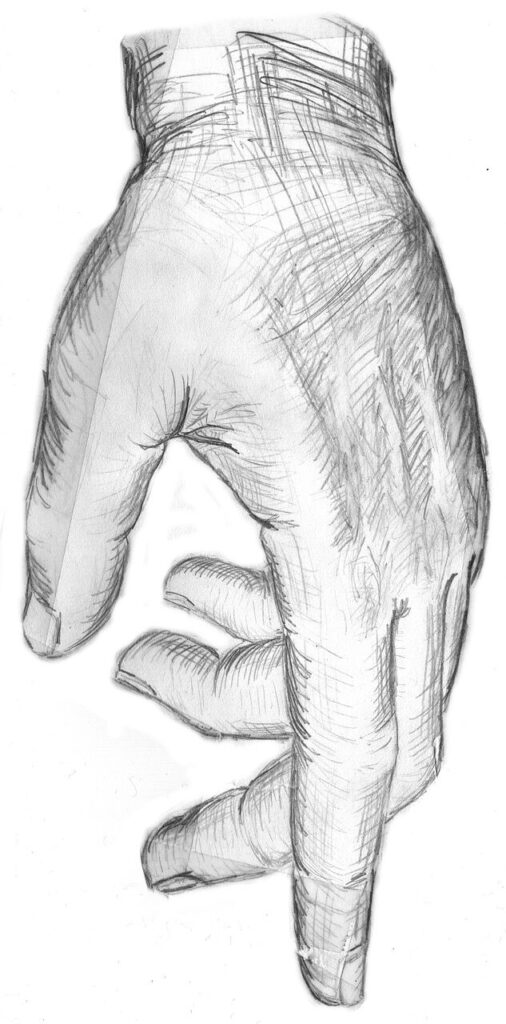 hand, pointing, index finger, thumb, sketch, drawing, pencil drawing, black-and-white, hand drawing, index finger, sketch, sketch, sketch, sketch, sketch